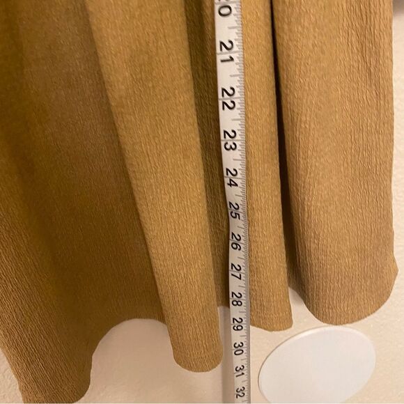 Zara gold tan Textured tan beige brown oversized boho dress mock long sleeve 9 - Picture 6 of 8